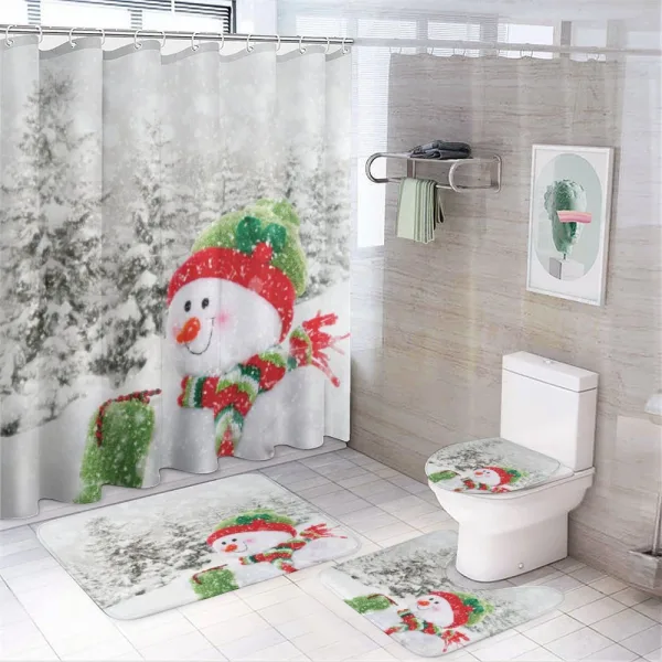 Snowy Woodland Holiday on a shower curtain