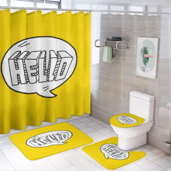 Speech Bubble on Yellow on a shower curtain