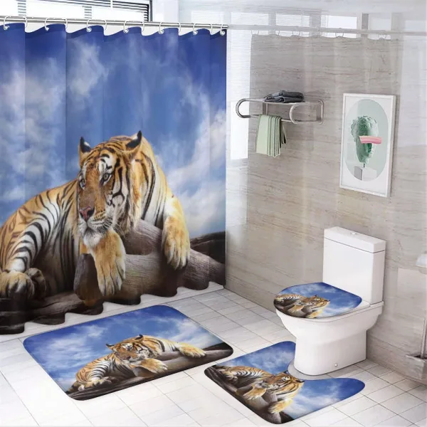Tiger on Wood Wildlife on a shower curtain