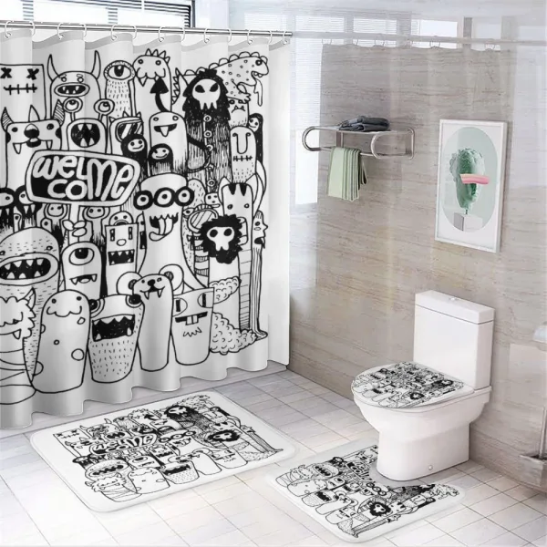 Welcoming Monster on a shower curtain