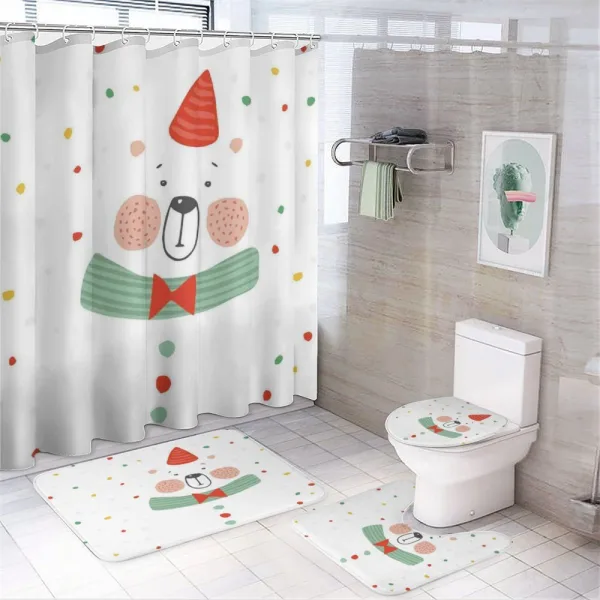 Xmas Bear Party Hat on a shower curtain