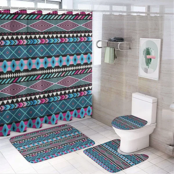 Bohem Vintage Shapes on a shower curtain