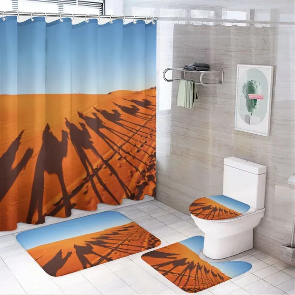 Camel Caravan Silhouette on a shower curtain
