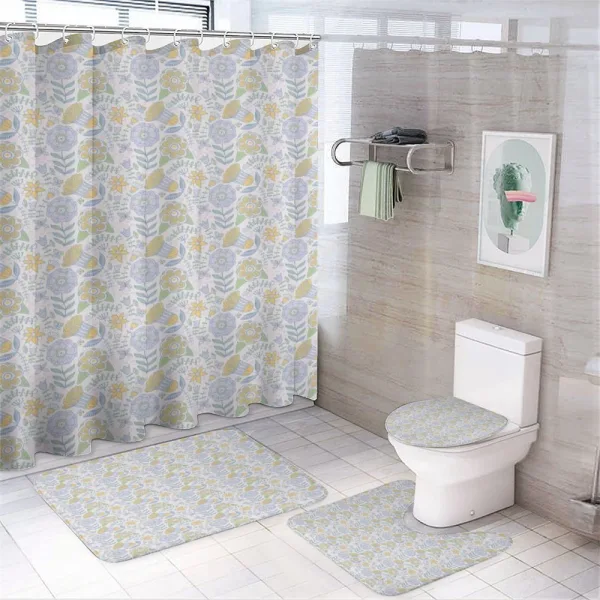Doodle Nature Scroll on a shower curtain