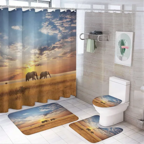 Elephants Untouched Land on a shower curtain