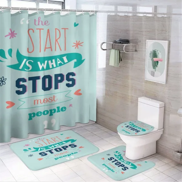 Encouraging Slogan Note on a shower curtain
