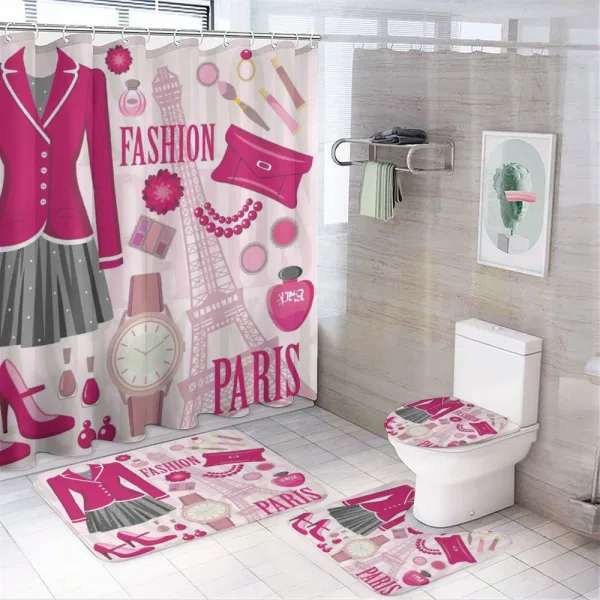 Fashion in Paris Dresses on a shower curtain