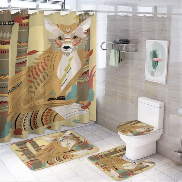 Fluffy Fox in the Forest on a shower curtain