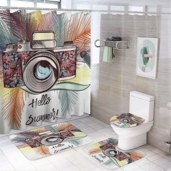 Hello Summer Calligraphy on a shower curtain