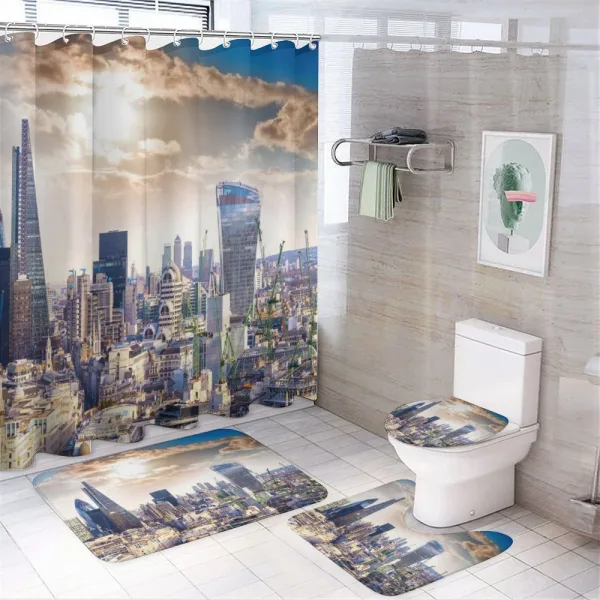 Modern London Dramatic Sky on a shower curtain