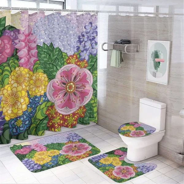 Nature Flowers Buds on a shower curtain