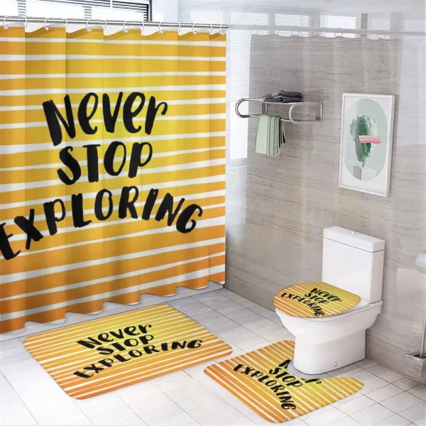 Never Stop Exploring Ombre on a shower curtain