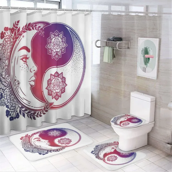 Oriental Crescent Moon on a shower curtain