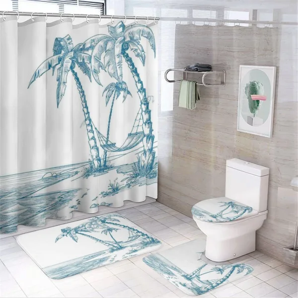 Palm Trees at Beach on a shower curtain