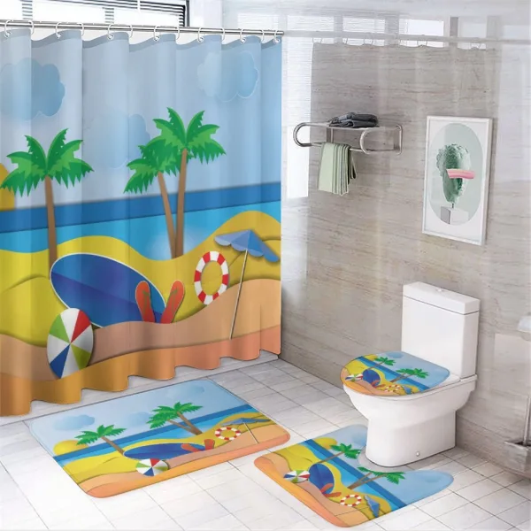 Paper Cut Art Seaside on a shower curtain