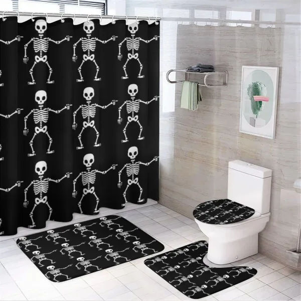 Pointing Halloween on a shower curtain