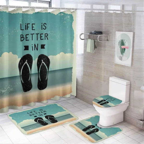 Scribbled Sandals on a shower curtain