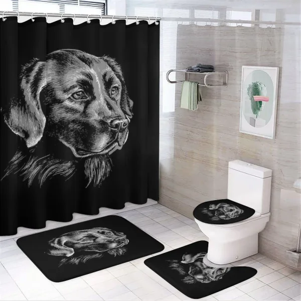 Sketch Art Retriever Puppy on a shower curtain