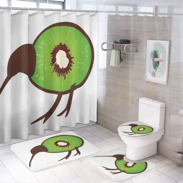 Small Bird and Fruit Slice on a shower curtain