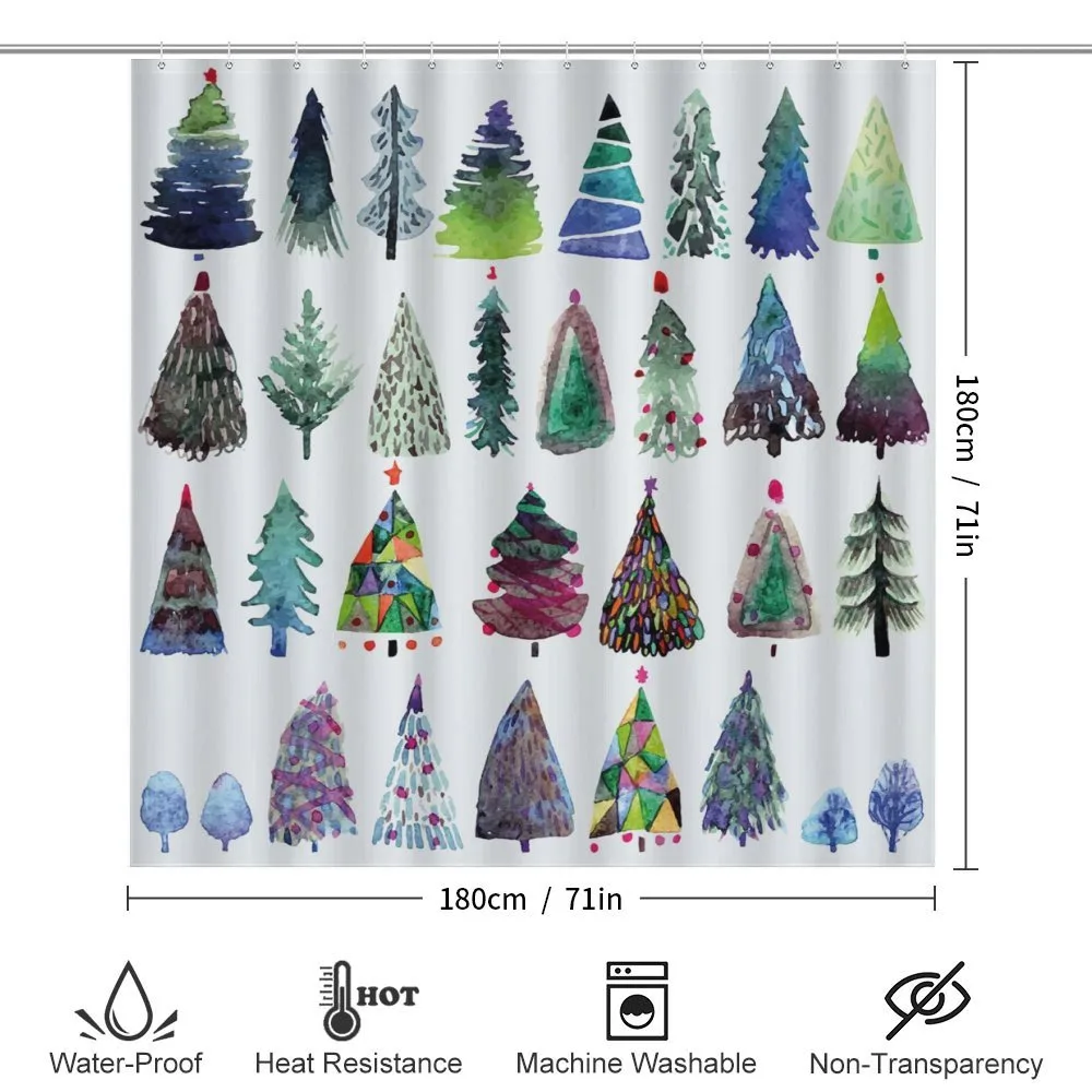 Watercolor Fir Trees — Detail 2