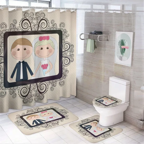 Wedding Bride Groom on a shower curtain