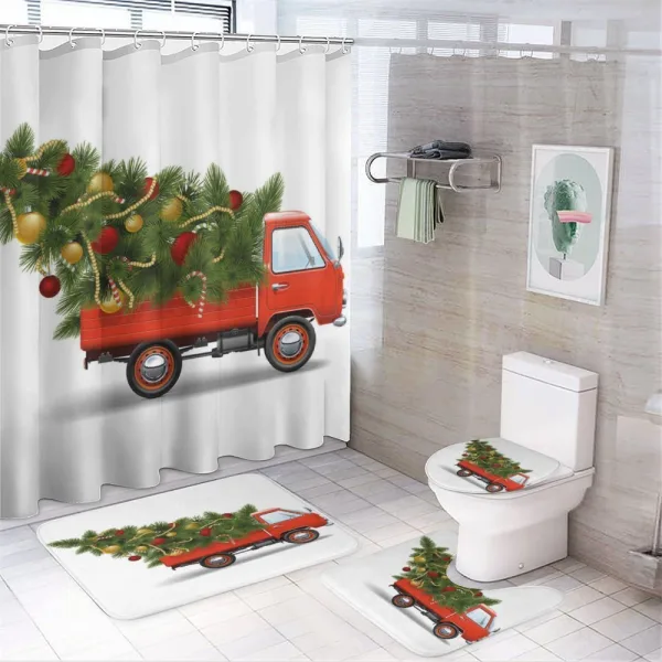 Xmas Truck and Tree on a shower curtain