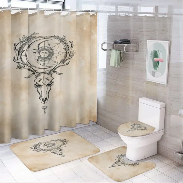 Deer Skull with Star Moon on a shower curtain