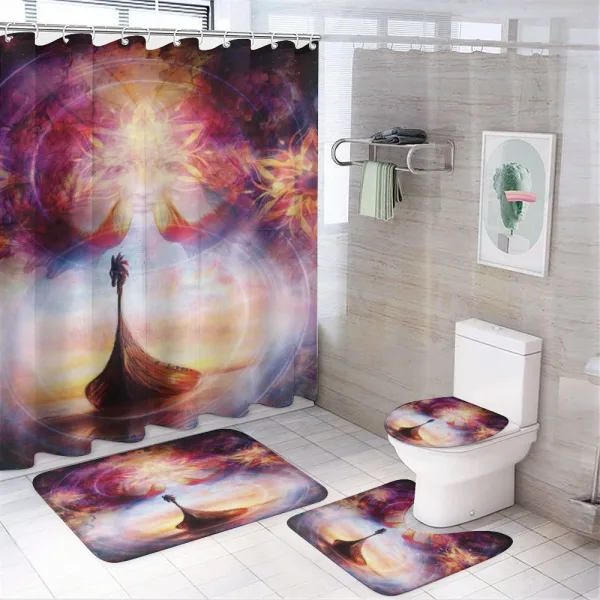 Dragon Head Boat Violet on a shower curtain