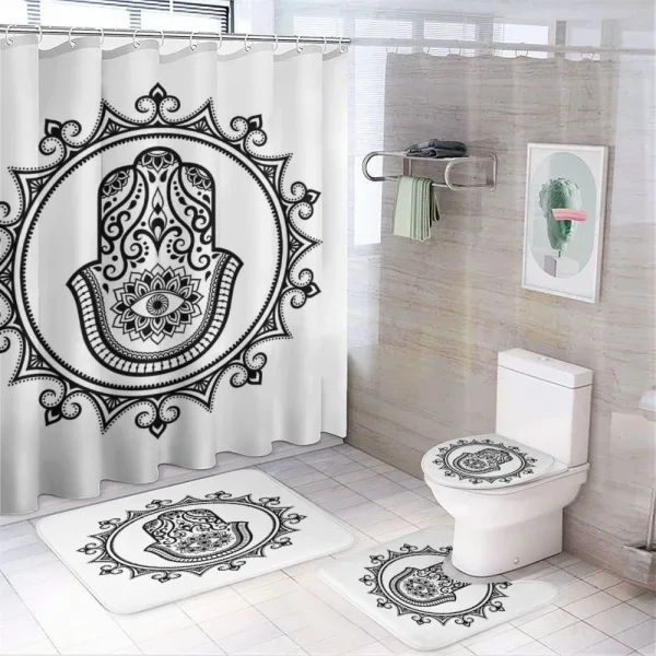 Hamsa Mandala Shape on a shower curtain