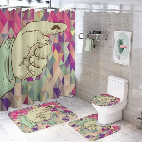 Human Hand Mustache on a shower curtain