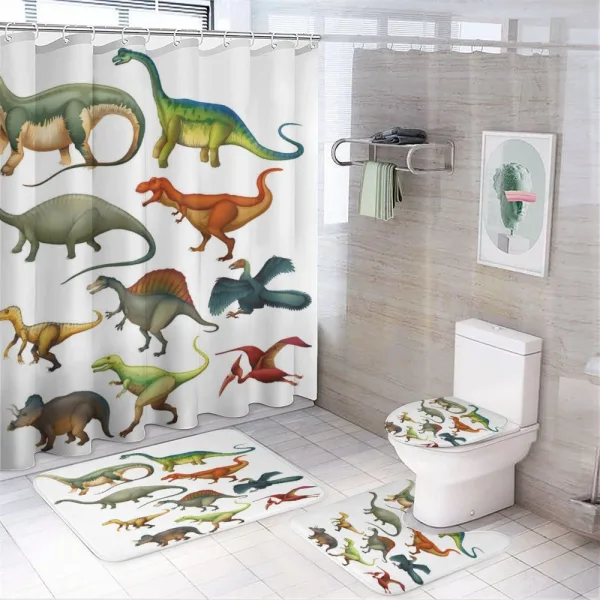Jurassic Composition on a shower curtain