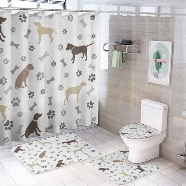 Paw Print and Bones on a shower curtain