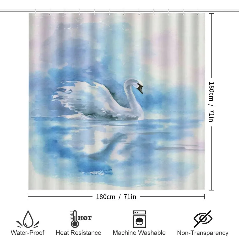 Swan in Hazy River Art — Detail 2