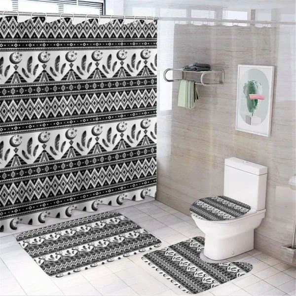 Trippy Moon Feather Pattern on a shower curtain