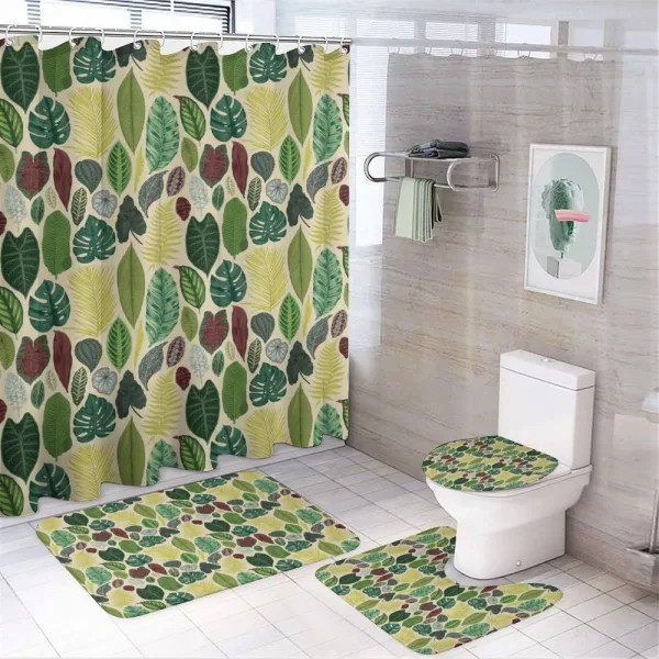 Various Detailed Leaves on a shower curtain