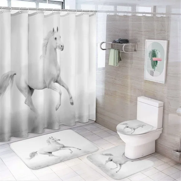 White Stallion on a shower curtain