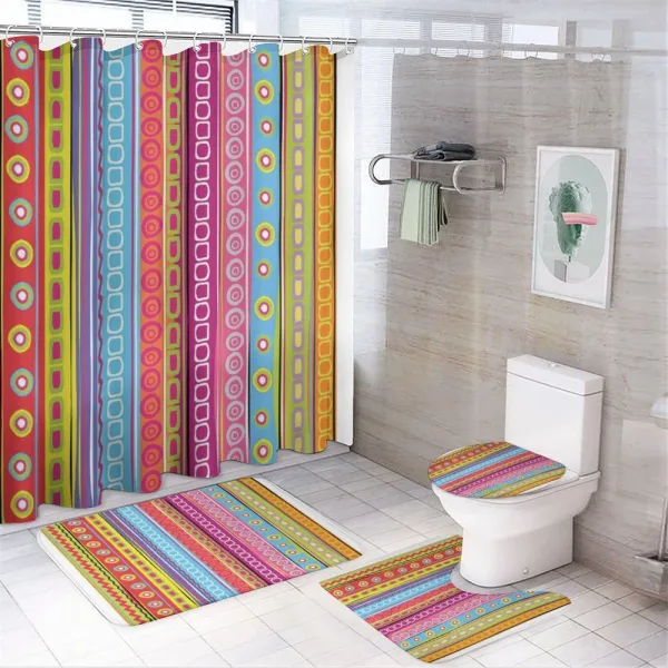 90's Retro Art Ethnic on a shower curtain