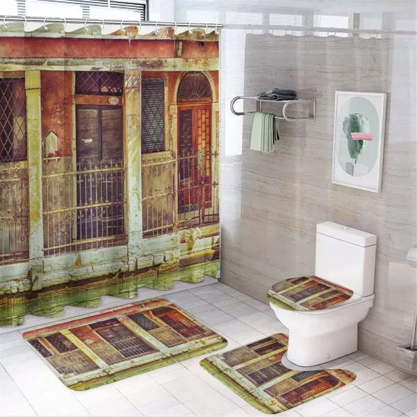 Aged Italian Building on a shower curtain