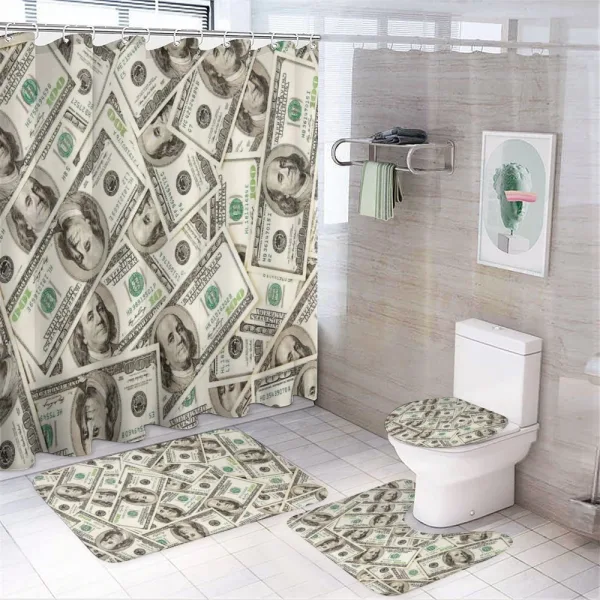 Ben Franklin Portrait Wealth on a shower curtain