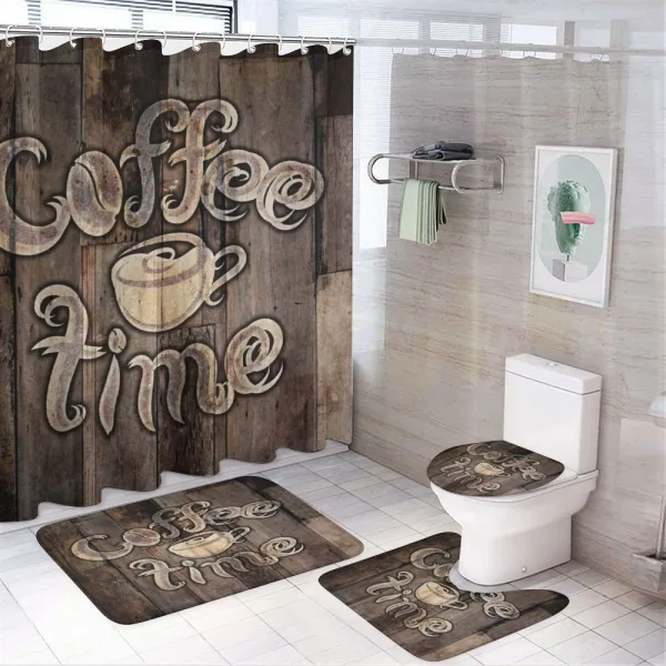 Coffee Time Grunge Back on a shower curtain