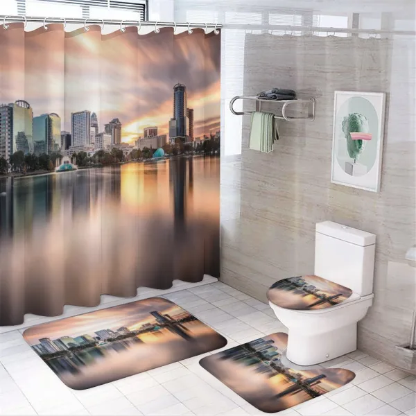 Downtown City Skyline on a shower curtain