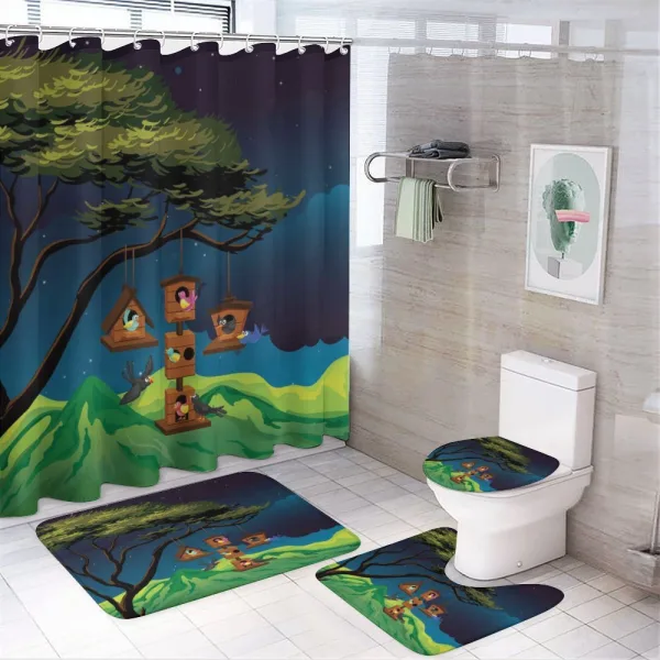 Fly Animals Nest Cartoon on a shower curtain