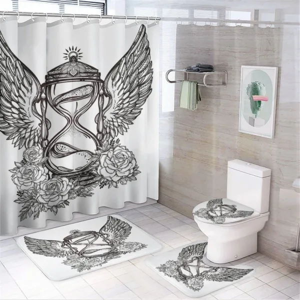 Hourglass Wings Roses on a shower curtain