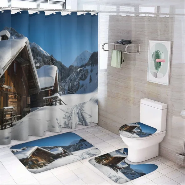 Houses Austria Mountains on a shower curtain