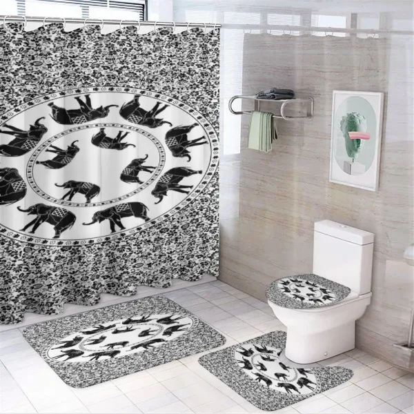 Monchrome Animal Floral on a shower curtain