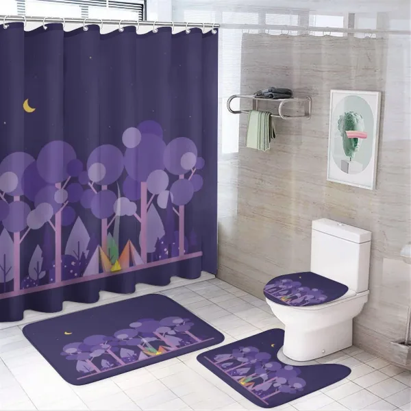 Night at Campsite Scene on a shower curtain