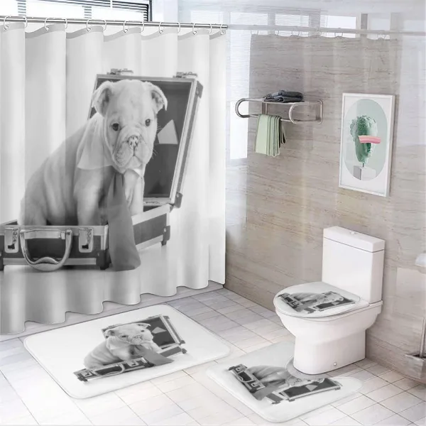 Puppy with Tie on a shower curtain