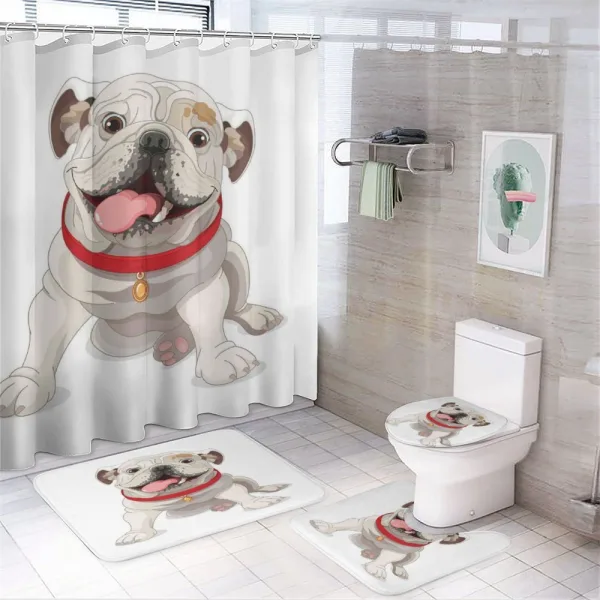 Pure Breed Puppy on a shower curtain