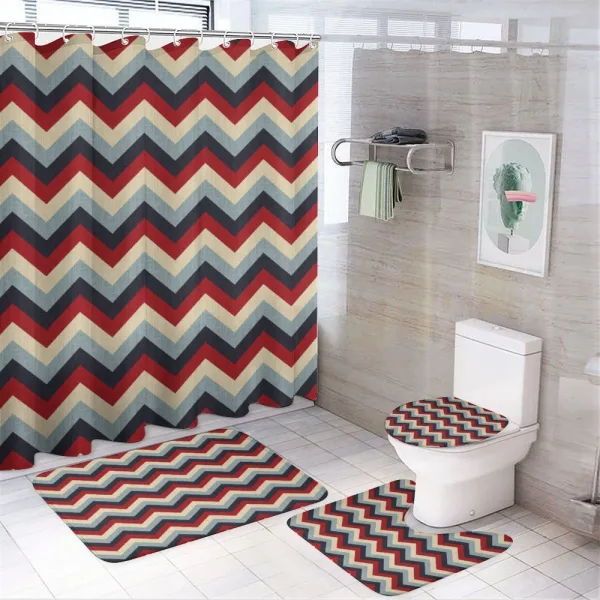 Retro Abstract Stripes on a shower curtain