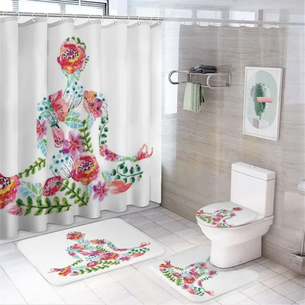 Silhouette with Flowers on a shower curtain